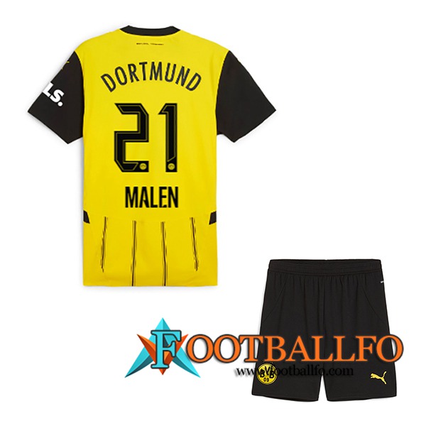 Camisetas De Futbol Dortmund BVB (MALEN #21) Ninos 2024/2025 Primera