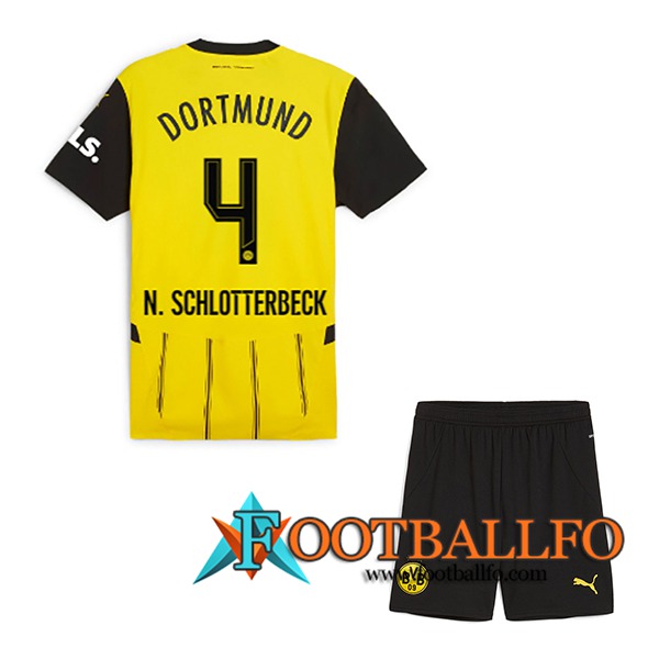 Camisetas De Futbol Dortmund BVB (N.SCHLOTTERBECK #4) Ninos 2024/2025 Primera