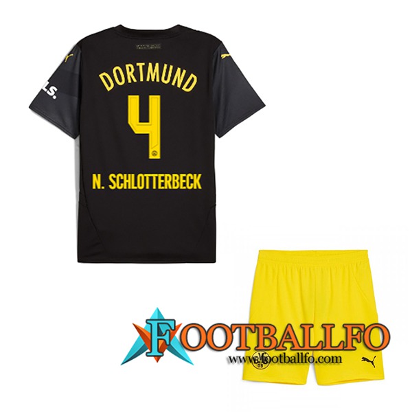 Camisetas De Futbol Dortmund BVB (N.SCHLOTTERBECK #4) Ninos 2024/2025 Segunda