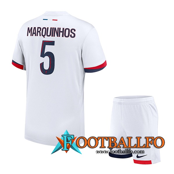 Camisetas De Futbol PSG (MARQUINHOS #5) Ninos 2024/2025 Segunda