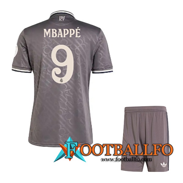 Camisetas De Futbol Real Madrid (Mbappé #9) Ninos 2024/2025 Tercera