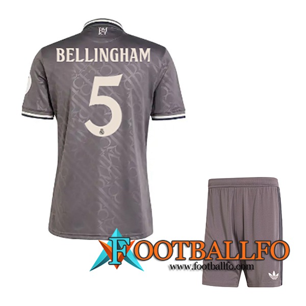 Camisetas De Futbol Real Madrid (BELLINGHAM #5) Ninos 2024/2025 Tercera