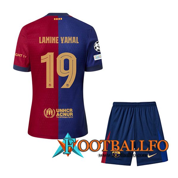 Camisetas De Futbol Barcelona (LAMINE YAMAL #19) Ninos 2024/2025 Primera