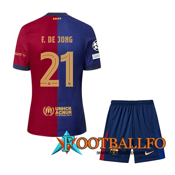 Camisetas De Futbol Barcelona (F. DE JONG #21) Ninos 2024/2025 Primera