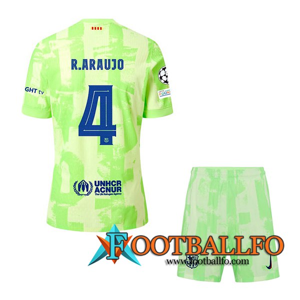 Camisetas De Futbol Barcelona (R. ARAUJO #4) Ninos 2024/2025 Tercera