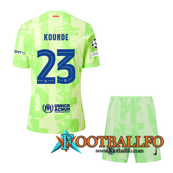 Camisetas De Futbol Barcelona (KOUNDE #23) Ninos 2024/2025 Tercera