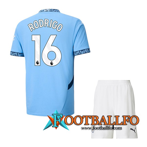 Camisetas De Futbol Manchester City (RODRIGO #16) Ninos 2024/2025 Primera