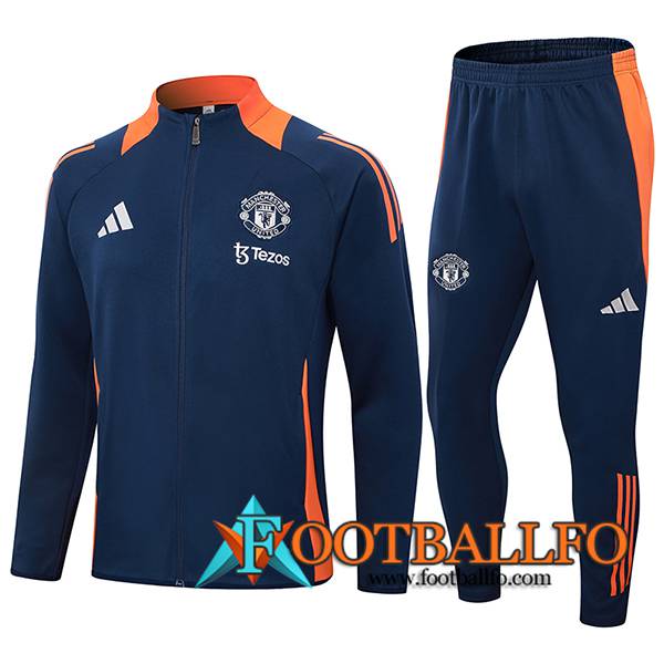 Chandal Equipos De Futbol Chaquetas Manchester United Azul/Naranja 2024/2025