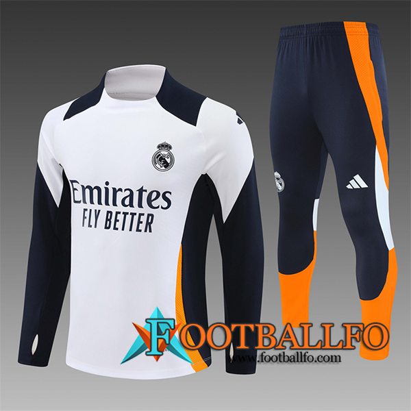 Chandal Equipos De Futbol Real Madrid Ninos Blanco/Negro/Naranja 2024/2025