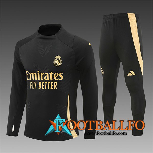 Chandal Equipos De Futbol Real Madrid Ninos Negro/Amarillo 2024/2025 -03