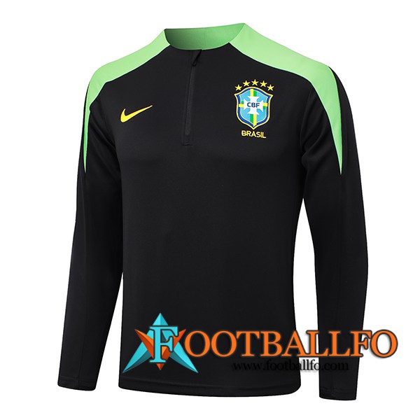 Sudadera De Entrenamiento Brasil Negro/Verde 2024/2025