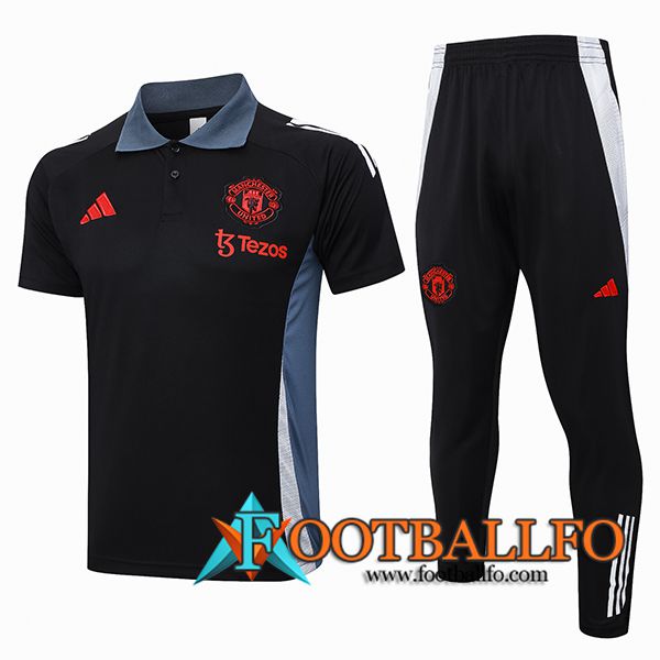 Camiseta Polo Manchester United Negro/Gris/Blanco 2024/2025