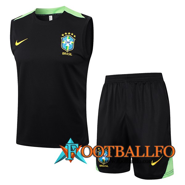 Camiseta Entrenamiento sin mangas Brasil Negro/Verde 2024/2025