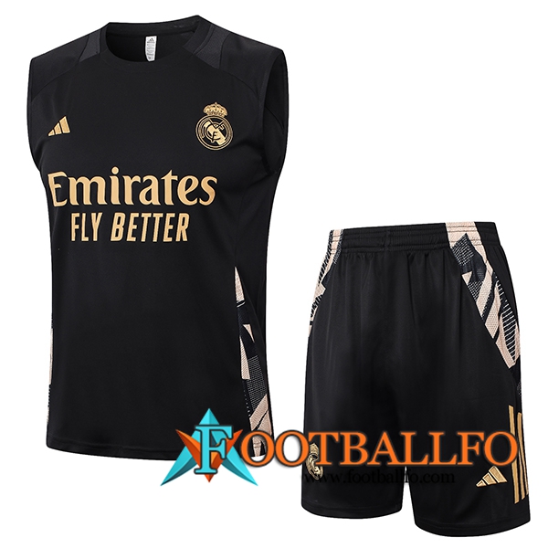 Camiseta Entrenamiento sin mangas Real Madrid Negro/Amarillo 2024/2025 -02