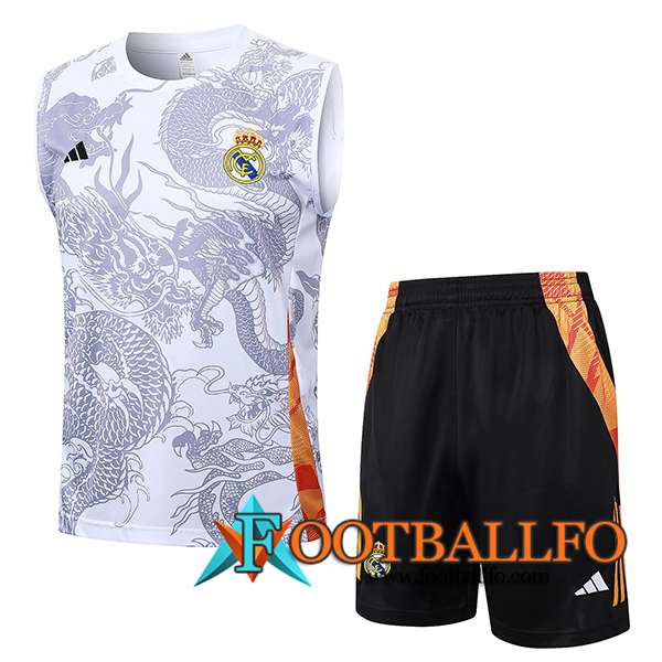 Camiseta Entrenamiento sin mangas Real Madrid Blanco/Gris 2024/2025