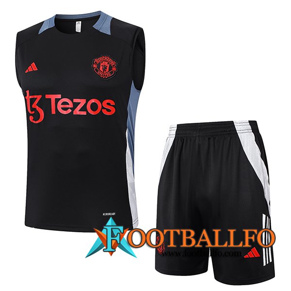 Camiseta Entrenamiento sin mangas Manchester United Negro 2024/2025