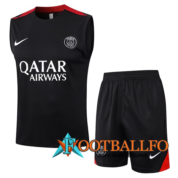 Camiseta Entrenamiento sin mangas PSG Negro/Rojo 2024/2025 -02