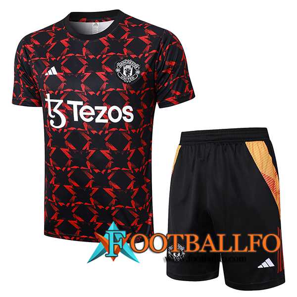 Camiseta Entrenamiento Manchester United Negro/Rojo 2024/2025 -02