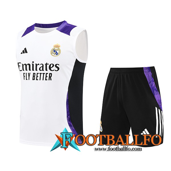 Camiseta Entrenamiento sin mangas Real Madrid Blanco/Negro/Violeta 2024/2025