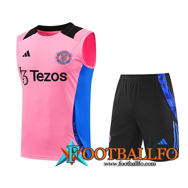 Camiseta Entrenamiento sin mangas Manchester United Rosa/Azul/Negro 2024/2025