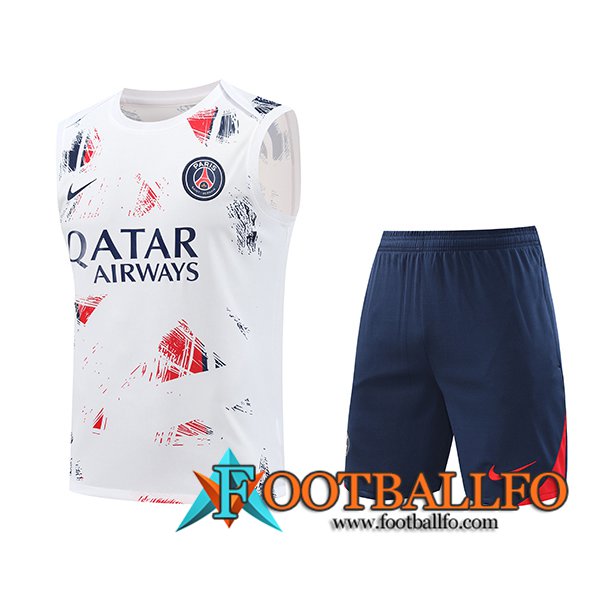 Camiseta Entrenamiento sin mangas PSG Blanco/Azul/Rojo 2024/2025