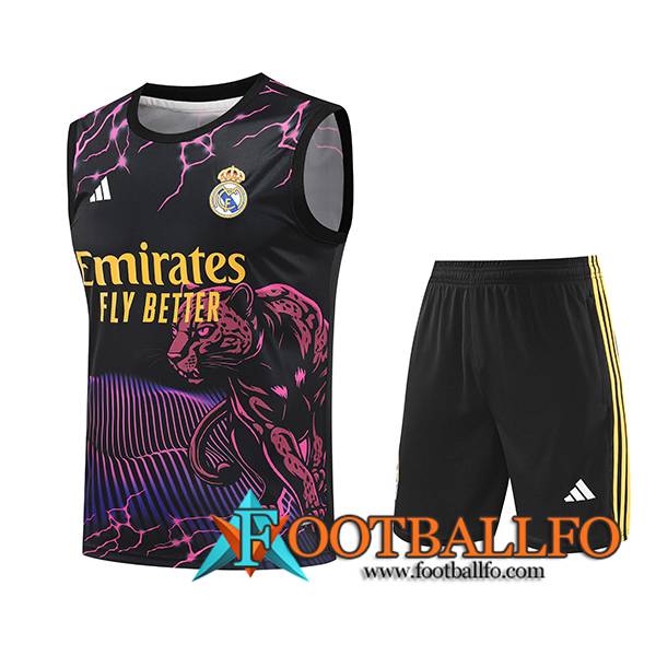 Camiseta Entrenamiento sin mangas Real Madrid Negro/Violeta/Amarillo 2024/2025