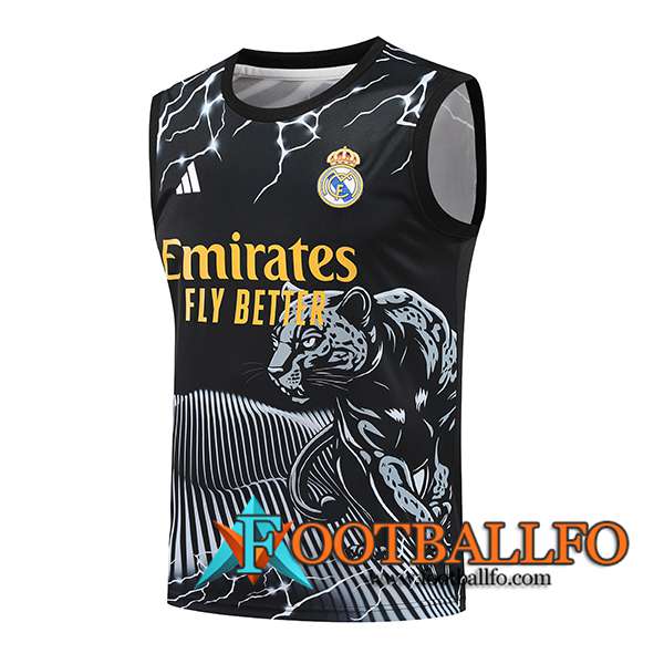 Chalecos De Futbol Real Madrid Negro/Blanco/Amarillo 2024/2025