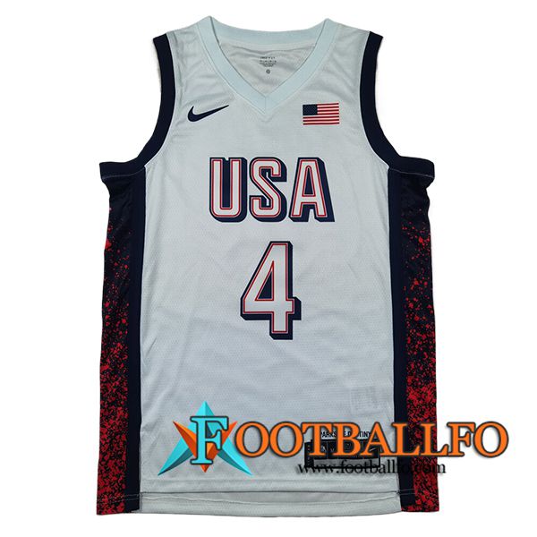 Camisetas De Futbol USA (CURRY #4) 2024/25 Blanco/Negro/Rojo