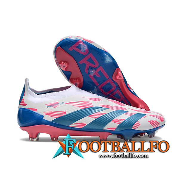 Adidas Botas De Fútbol PREDATOR ELITE LACELESS BOOTS FG Blanco/Azul/Rosa