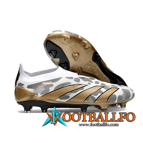 Adidas Botas De Fútbol PREDATOR ELITE LACELESS BOOTS FG Blanco/Gris/Amarillo -02