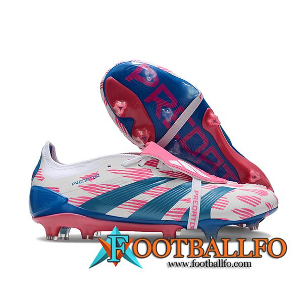 Adidas Botas De Fútbol Predator Elite Tongue FG Blanco/Rosa/Azul