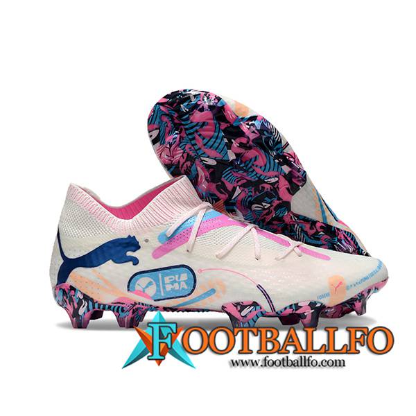 PUMA Botas De Fútbol FUTURE 7 ULTIMATE FG/AG Blanco/Rosa/Azul