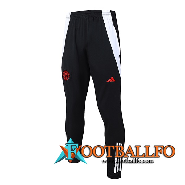 Pantalon Entrenamiento Manchester United Negro/Blanco 2024/2025