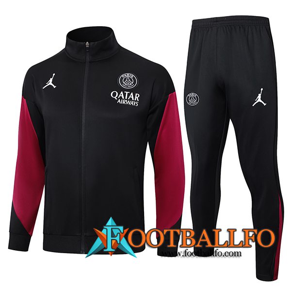 Chandal Equipos De Futbol Chaquetas PSG Negro/Rojo 2024/2025 -02