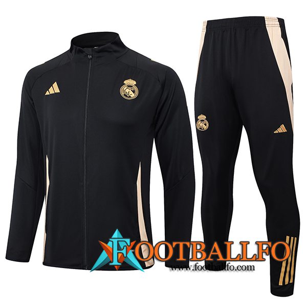 Chandal Equipos De Futbol Chaquetas Real Madrid Negro/Amarillo 2024/2025 -02