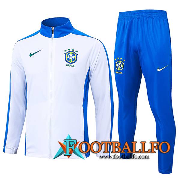 Chandal Equipos De Futbol Chaquetas Brasil Blanco/Azul 2024/2025