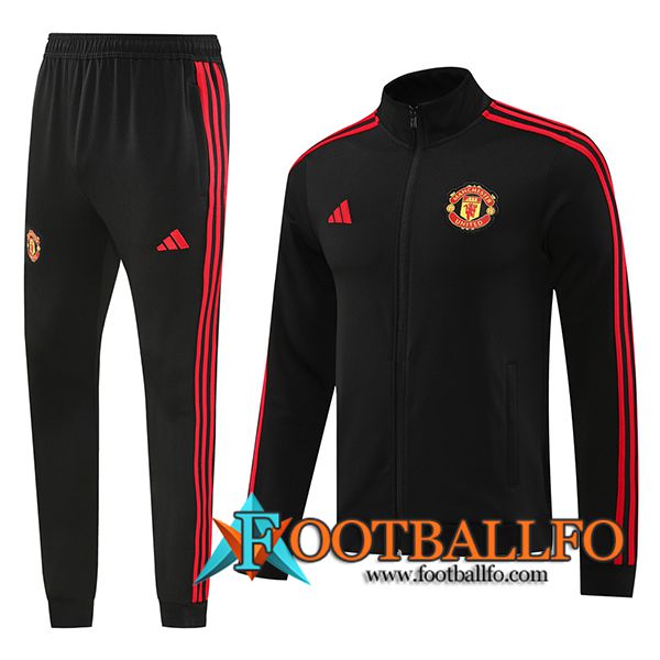 Chandal Equipos De Futbol Chaquetas Manchester United Negro/Rojo 2024/2025