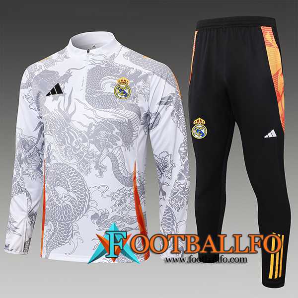 Chandal Equipos De Futbol Real Madrid Ninos Blanco/Gris/Rojo 2024/2025