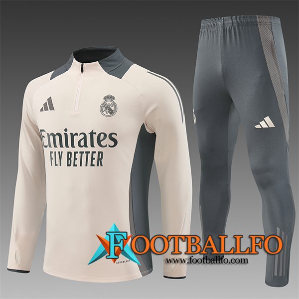 Chandal Equipos De Futbol Real Madrid Ninos Beige/Gris 2024/2025