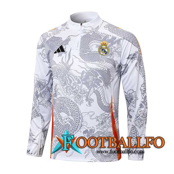 Sudadera De Entrenamiento Real Madrid Blanco/Gris 2024/2025 -02