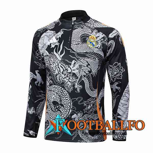 Sudadera De Entrenamiento Real Madrid Negro/Gris/Naranja 2024/2025