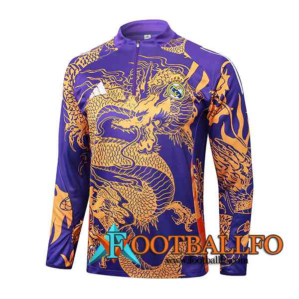 Sudadera De Entrenamiento Real Madrid Violeta/Amarillo 2024/2025 -02