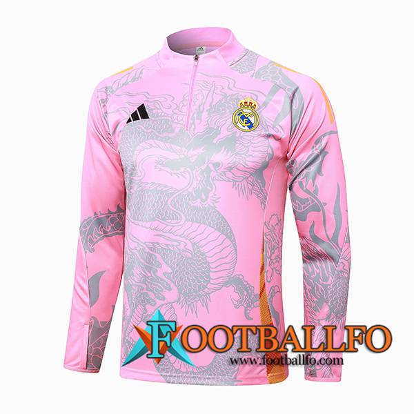 Sudadera De Entrenamiento Real Madrid Rosa/Gris 2024/2025 -02