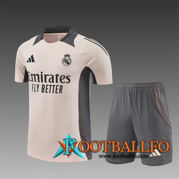 Camiseta Entrenamiento Real Madrid Ninos Beige/Gris 2024/2025