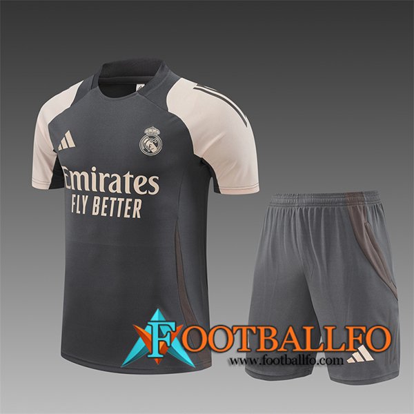 Camiseta Entrenamiento Real Madrid Ninos Gris/Beige 2024/2025