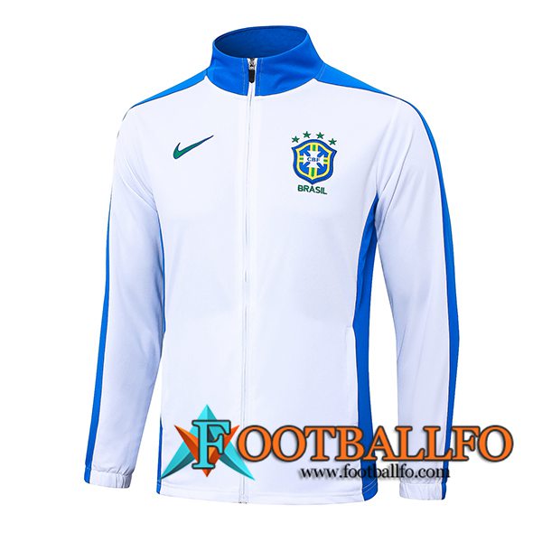 Chaquetas Futbol Brasil Blanco/Azul 2024/2025