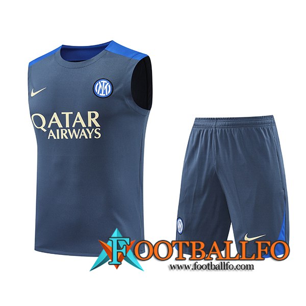 Camiseta Entrenamiento sin mangas Inter Milan Gris/Azul 2024/2025