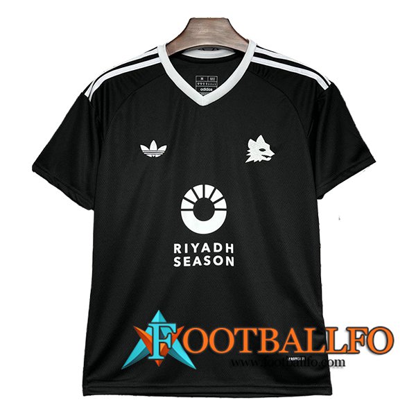 Camiseta Entrenamiento As Roma Negro/Blanco 2024/2025