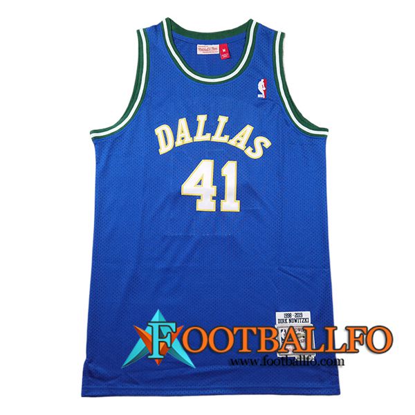 Camisetas Dallas Mavericks (NOWITZKI #41) 2024/25 Azul/Blanco/Amarillo