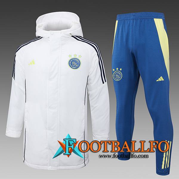 Chandal Plumas Con Capucha Ajax Blanco/Negro 2024/2025